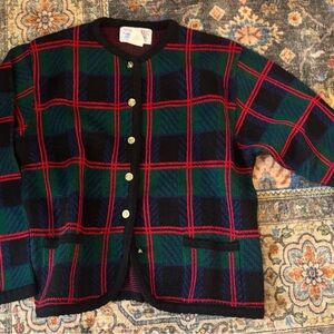 Vintage tally ho Plaid Cardigan Sweater blazer